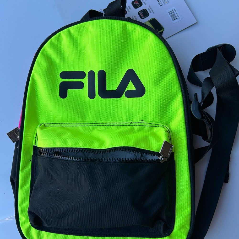 FILA Neon Green and Black and Pink  Backpack